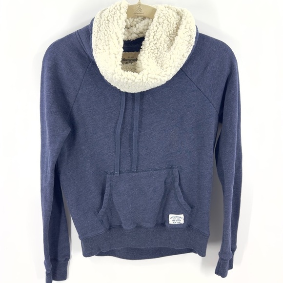 Abercrombie Fitch Sweatshirt Womens XS Sherpa Funnel Neck Y2K Soft Lounge Comfy - Picture 10 of 10